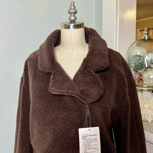 Lululemon Textured Fleece Collared Jacket Winter Teddy Coat Espresso Brown NWT - Picture 7 of 12